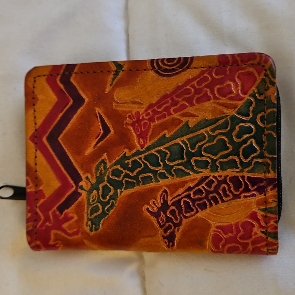 Leather African Giraffe Wallet